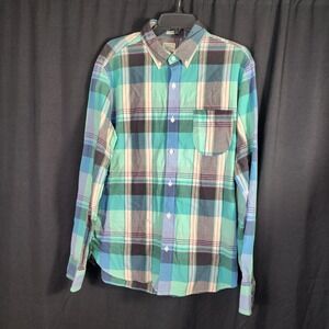 J Crew‎ Indian Madras Slim Fit Plaid Button Down Shirt Men's Size L